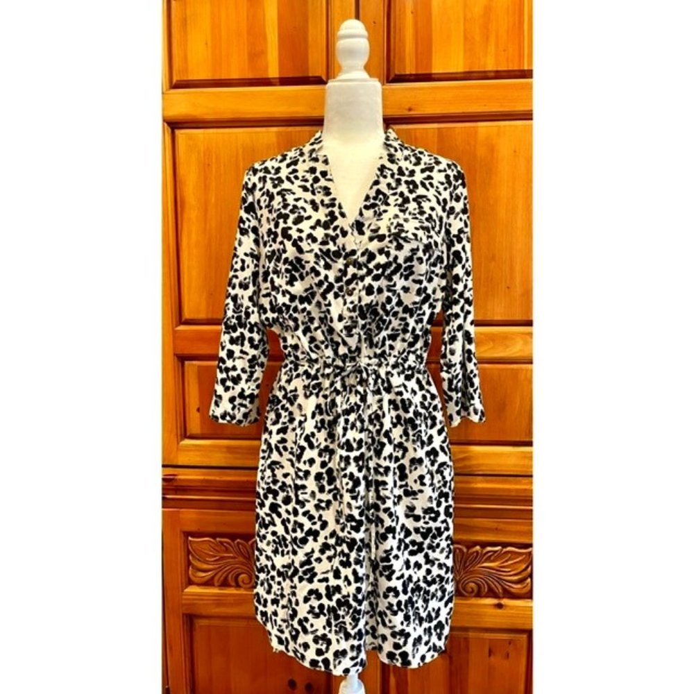 Merona V-Neck Animal Print Dress - Blk/Ivy - Size L/G Never worn, no tags